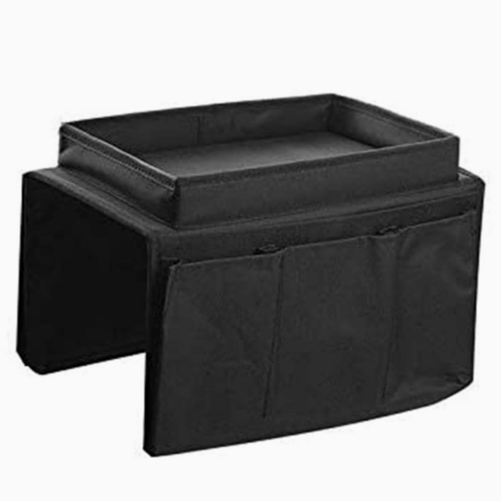 6-Pocket Armrest Organizer With Tray Black For Sofa Couch Chairs